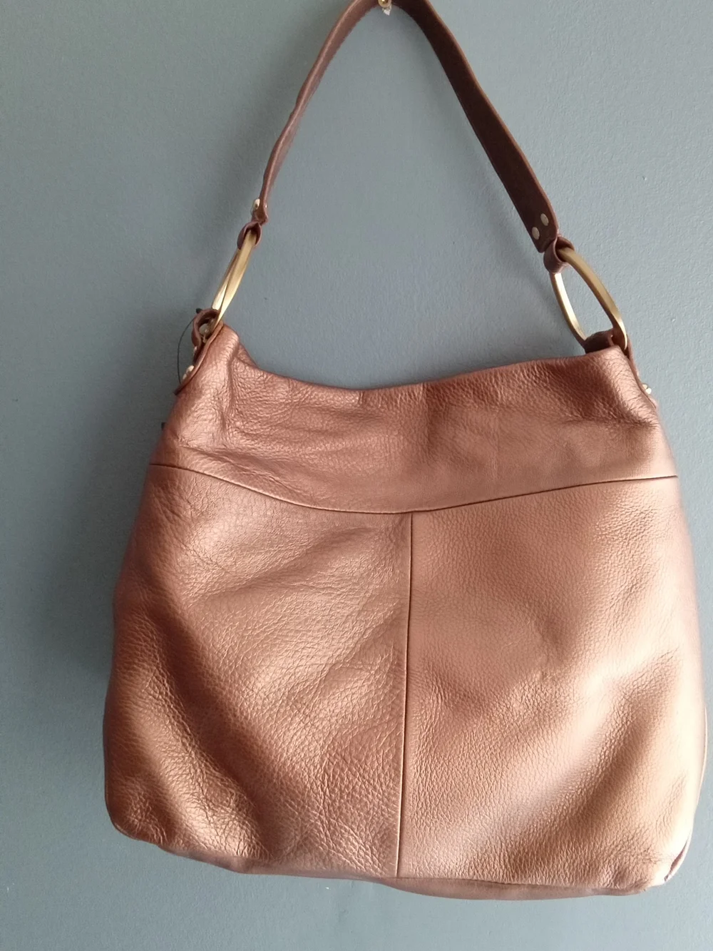 Kenneth Cole Reaction Bronze Metallic Hobo Shoulder Bag Studded Tassel NWT